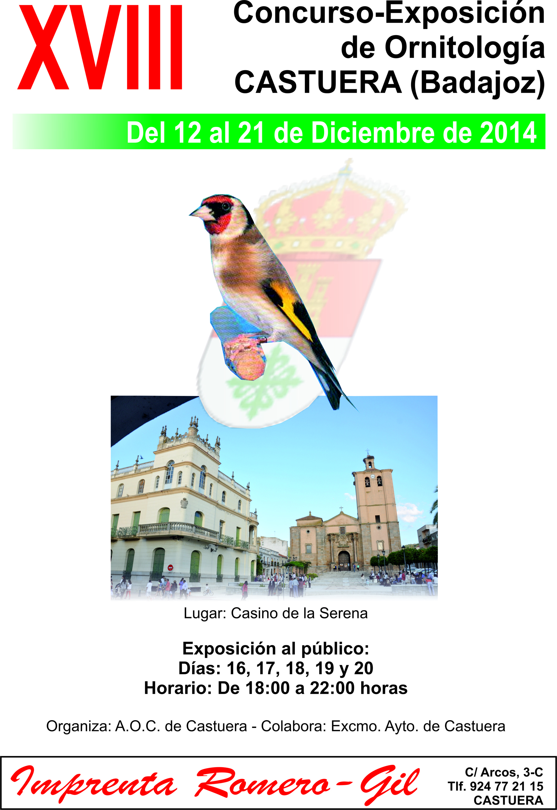 Castuera acogerá el XVIII Concurso Exposición de Ornitología